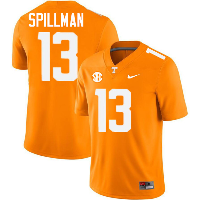 #13 Edwin Spillman UT Vols Jerseys,Tennessee Volunteers College Football Jerseys Stitched-Orange